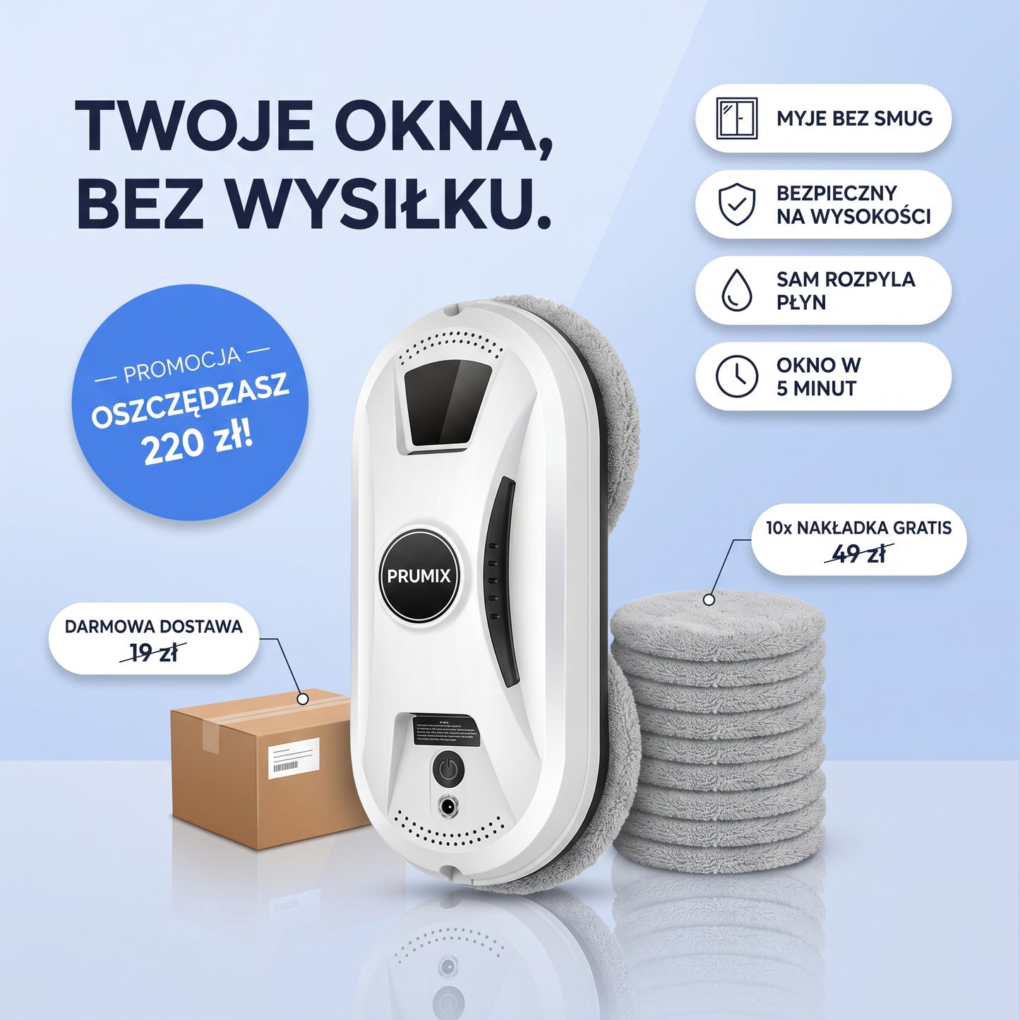 Prumix - Robot do czyszczenia okien z funkcją AI